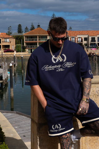 AUTHENTICITY AFFILIATION TEE - MIDNIGHT BLUE - On Lock Apparel XS TEES