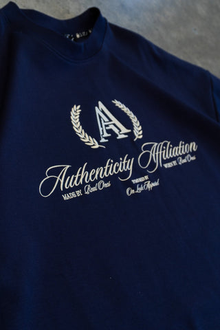 AUTHENTICITY AFFILIATION TEE - MIDNIGHT BLUE - On Lock Apparel XS TEES