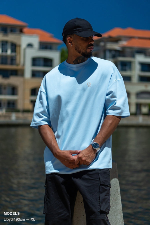 INITIAL TEE - BABY BLUE