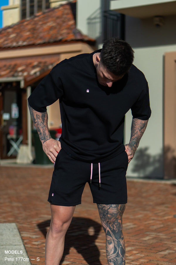 LIL LOCK SHORTS - BLACK ft. ROSE