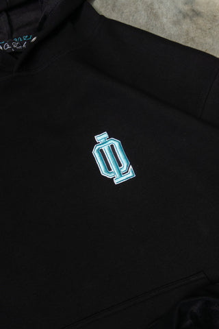 OL SERIES HOODIE - PITCH BLACK FT. ARCTIC BLUE - On Lock Apparel XS HOODIES