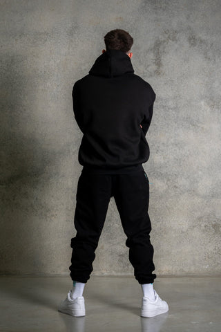 OL SERIES HOODIE - PITCH BLACK FT. ARCTIC BLUE - On Lock Apparel XS HOODIES
