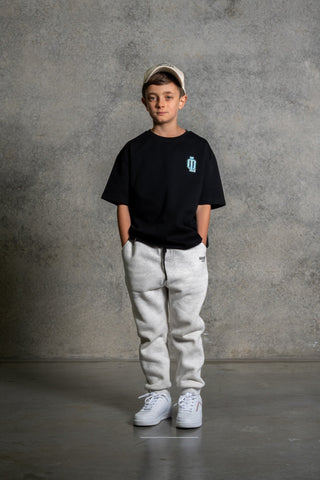 OL SERIES KIDS TEE - PITCH BLACK FT. ARCTIC BLUE - On Lock Apparel 6 TEES