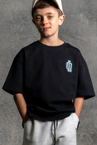 OL SERIES KIDS TEE - PITCH BLACK FT. ARCTIC BLUE - On Lock Apparel 6 TEES