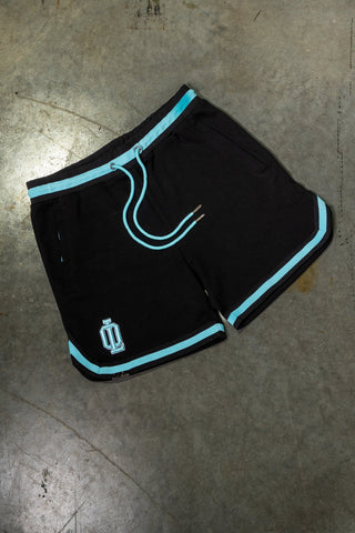 OL SERIES SHORTS - PITCH BLACK FT. ARCTIC BLUE - On Lock Apparel XS SHORTS