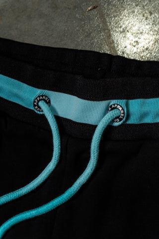 OL SERIES SHORTS - PITCH BLACK FT. ARCTIC BLUE - On Lock Apparel XS SHORTS