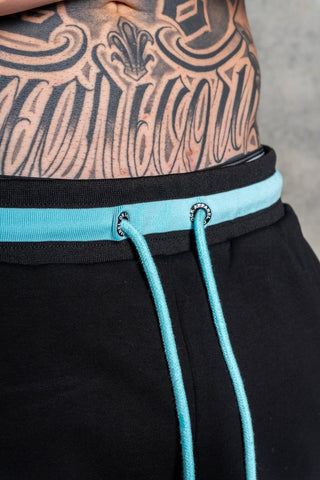 OL SERIES SHORTS - PITCH BLACK FT. ARCTIC BLUE - On Lock Apparel XS SHORTS