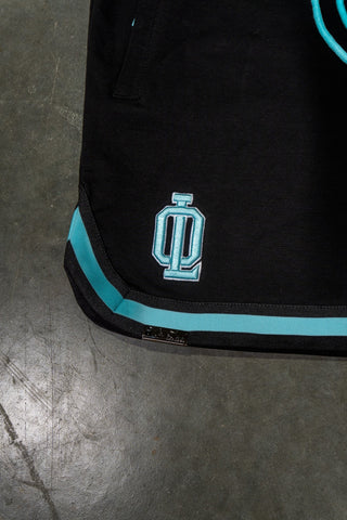 OL SERIES SHORTS - PITCH BLACK FT. ARCTIC BLUE - On Lock Apparel XS SHORTS