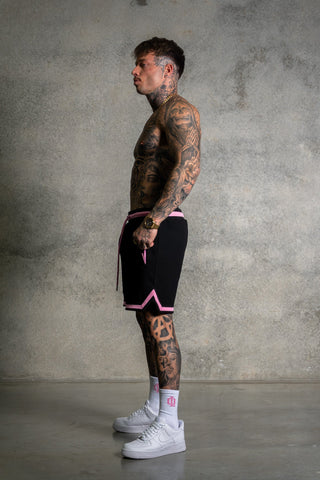 OL SERIES SHORTS - PITCH BLACK FT. PINK - On Lock Apparel XS SHORTS