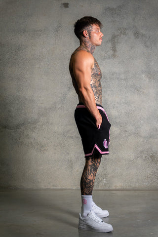 OL SERIES SHORTS - PITCH BLACK FT. PINK - On Lock Apparel XS SHORTS