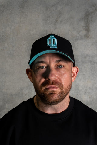 OL SERIES STRAP BACK - PITCH BLACK FT. ARCTIC BLUE - On Lock Apparel Default Title HEADWEAR