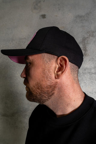 OL SERIES STRAP BACK - PITCH BLACK FT. PINK - On Lock Apparel Default Title HEADWEAR