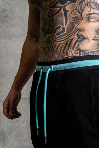 OL SERIES SWEATPANTS - PITCH BLACK FT. ARCTIC BLUE - On Lock Apparel XS SWEATPANTS