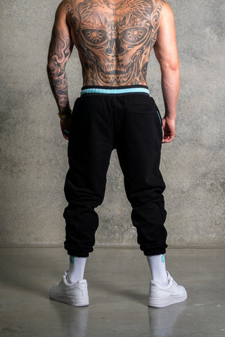 OL SERIES SWEATPANTS - PITCH BLACK FT. ARCTIC BLUE - On Lock Apparel XS SWEATPANTS