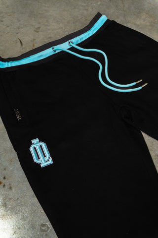 OL SERIES SWEATPANTS - PITCH BLACK FT. ARCTIC BLUE - On Lock Apparel XS SWEATPANTS