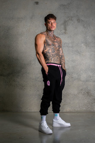 OL SERIES SWEATPANTS - PITCH BLACK FT. PINK - On Lock Apparel XS SWEATPANTS