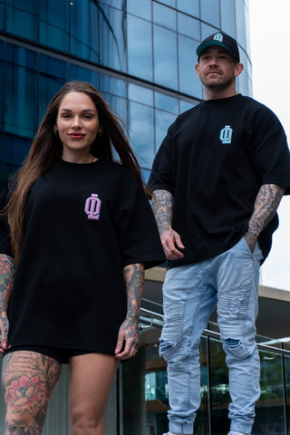 OL SERIES TEE - PITCH BLACK FT. ARCTIC BLUE - On Lock Apparel XS TEES