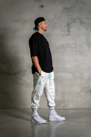OL SERIES TEE - PITCH BLACK FT. ARCTIC BLUE - On Lock Apparel XS TEES