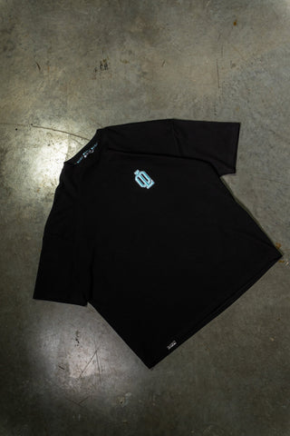 OL SERIES TEE - PITCH BLACK FT. ARCTIC BLUE - On Lock Apparel XS TEES