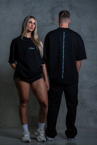 BELIEVE TEE - BLACK FT. BLUE