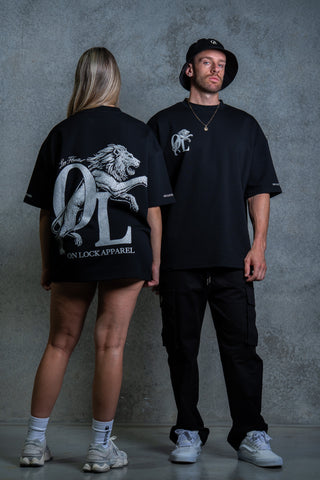 LION HEARTED TEE - PITCH BLACK