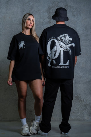 LION HEARTED TEE - PITCH BLACK