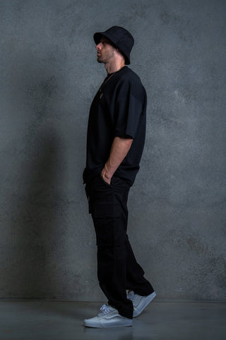 INITIAL TEE - BLACK FT. CREAM