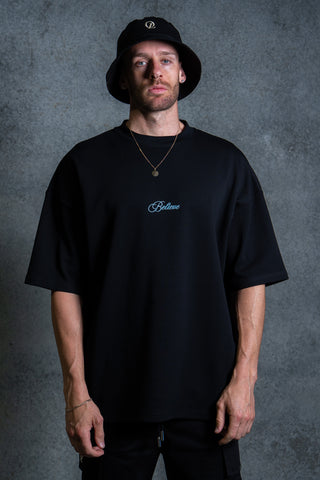 BELIEVE TEE - BLACK FT. BLUE