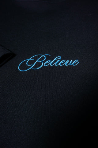 BELIEVE TEE - BLACK FT. BLUE