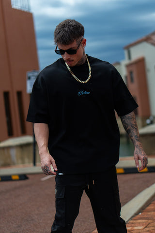 BELIEVE TEE - BLACK FT. BLUE