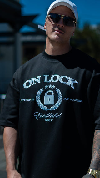 SUPREME TEE - BLACK FT. BB BLUE