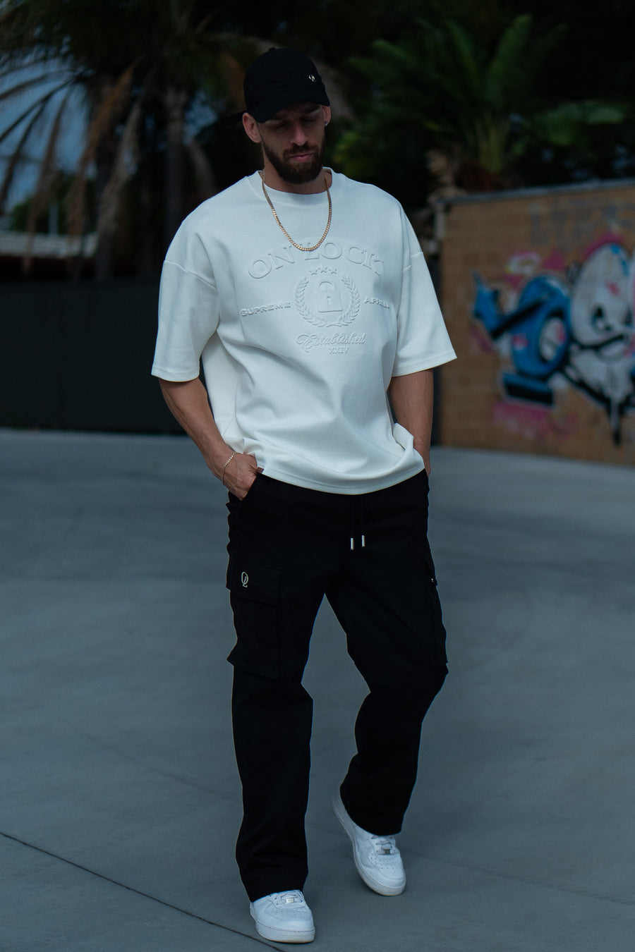 SUPREME TEE - SOFT WHITE EMBOSSED