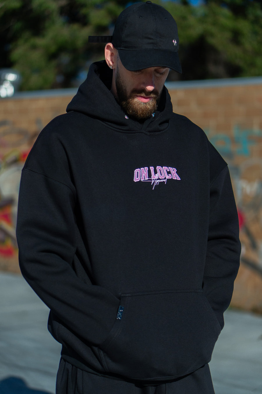 MONOLITH HOODIE - BLACK FT. PINK