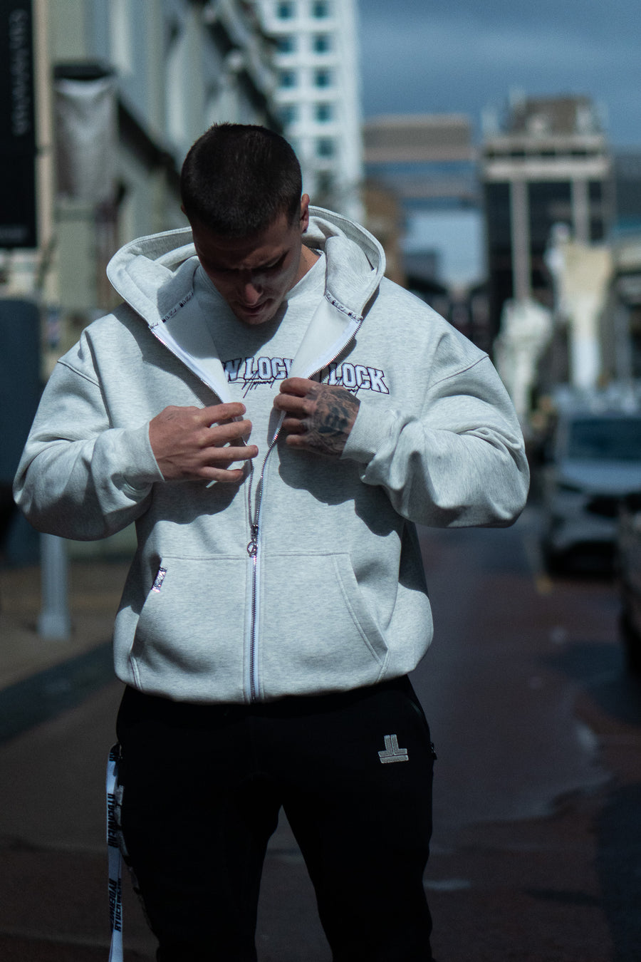 MONOLITH ZIP HOOD - MARLE GREY