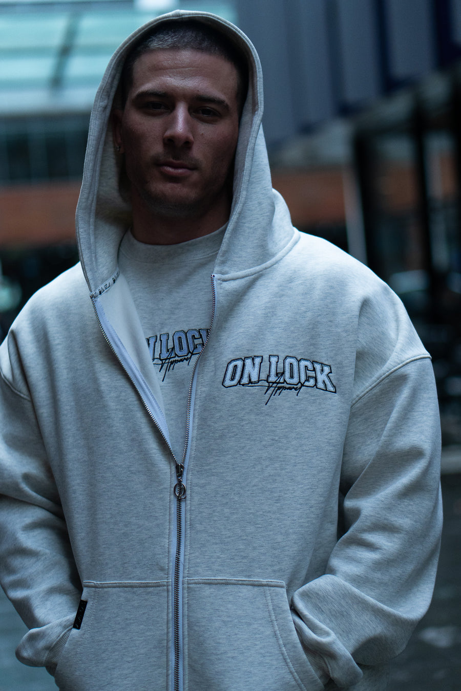 MONOLITH ZIP HOOD - MARLE GREY