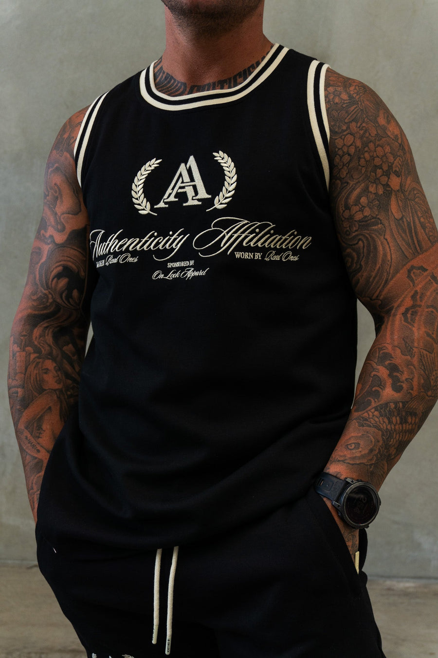 AUTHENTICITY AFFILIATION TANK - PITCH BLACK - On Lock Apparel XS TANK TOP