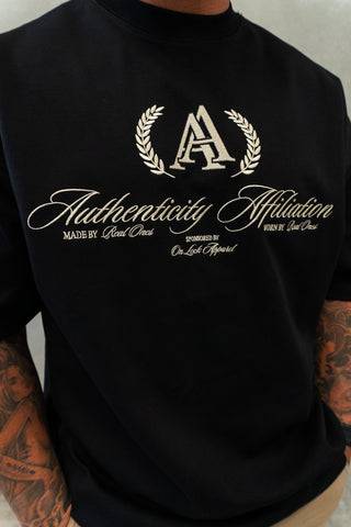 AUTHENTICITY AFFILIATION TEE - PITCH BLACK - #TEESOn Lock Apparel