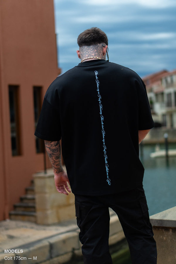 BELIEVE TEE - BLACK FT. BLUE