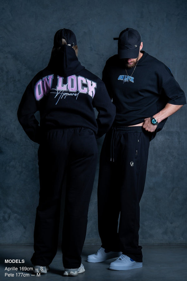 INITIAL SWEATPANTS - BLACK FT. CREAM