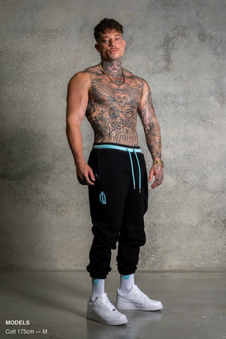 OL SERIES SWEATPANTS - PITCH BLACK FT. ARCTIC BLUE