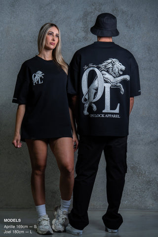 LION HEARTED TEE - PITCH BLACK