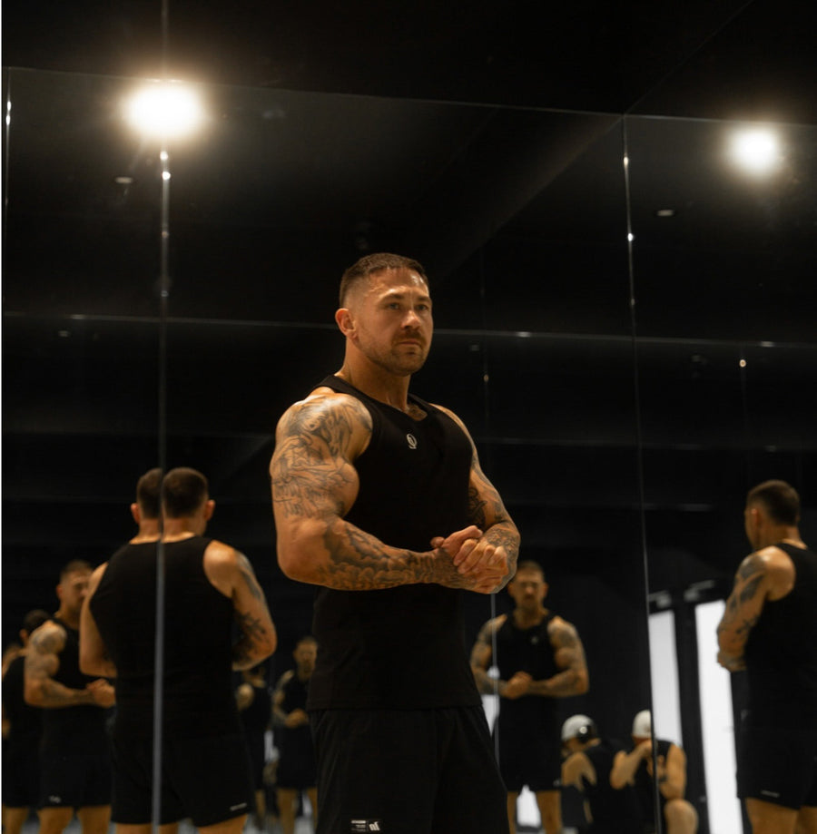 INITIAL BEATER - BLACK FT. CREAM - TANK TOPOn Lock Apparel