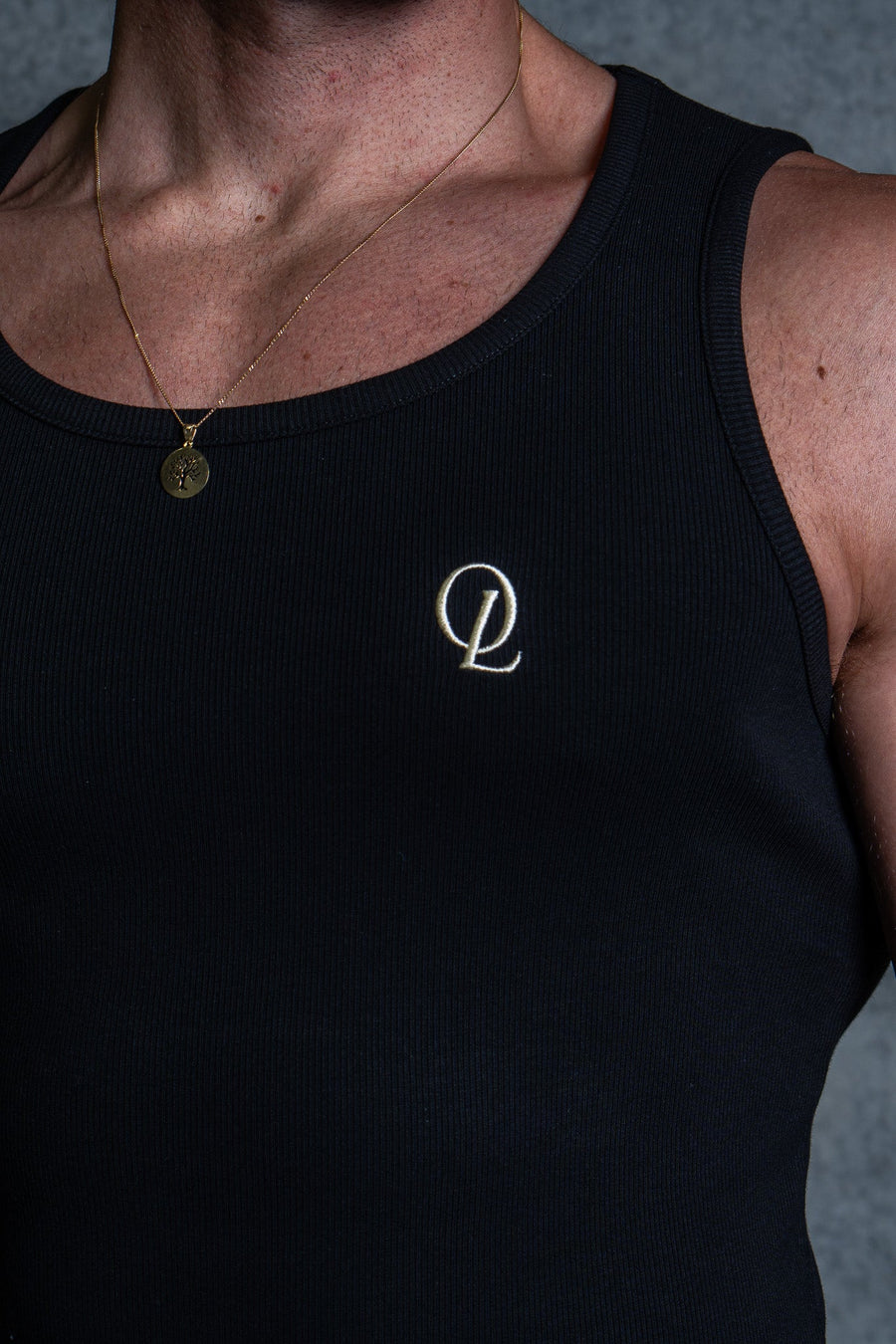 INITIAL BEATER - BLACK FT. CREAM - TANK TOPOn Lock Apparel