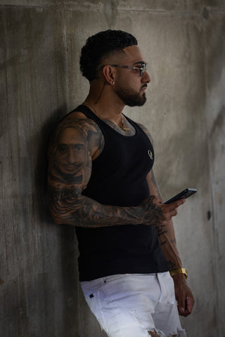 INITIAL BEATER - BLACK FT. CREAM - TANK TOPOn Lock Apparel35751852632849