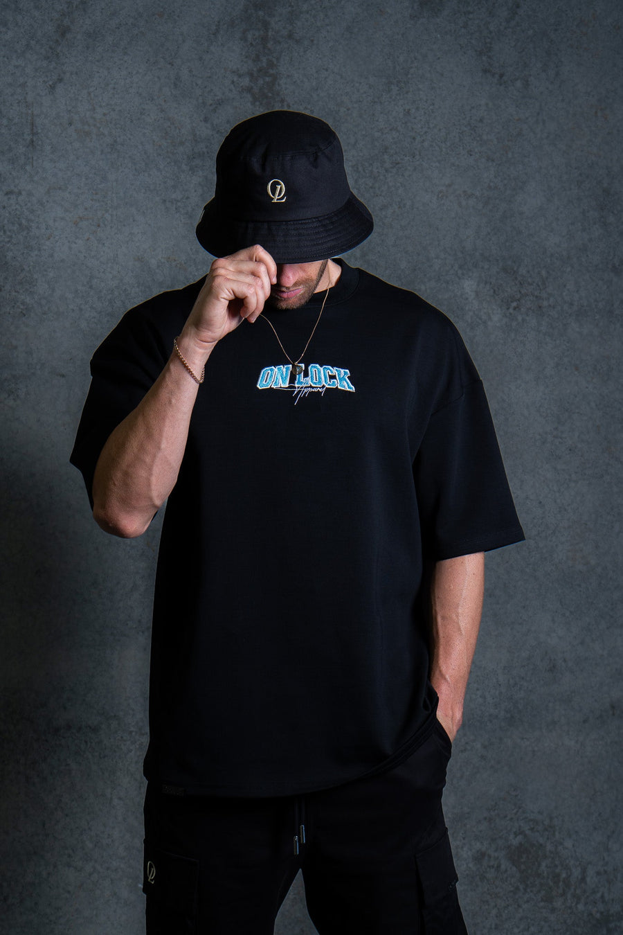 INITIAL BUCKET - BLACK FT. CREAM - HEADWEAROn Lock Apparel