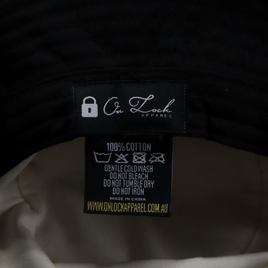 INITIAL BUCKET - BLACK FT. CREAM - HEADWEAROn Lock Apparel