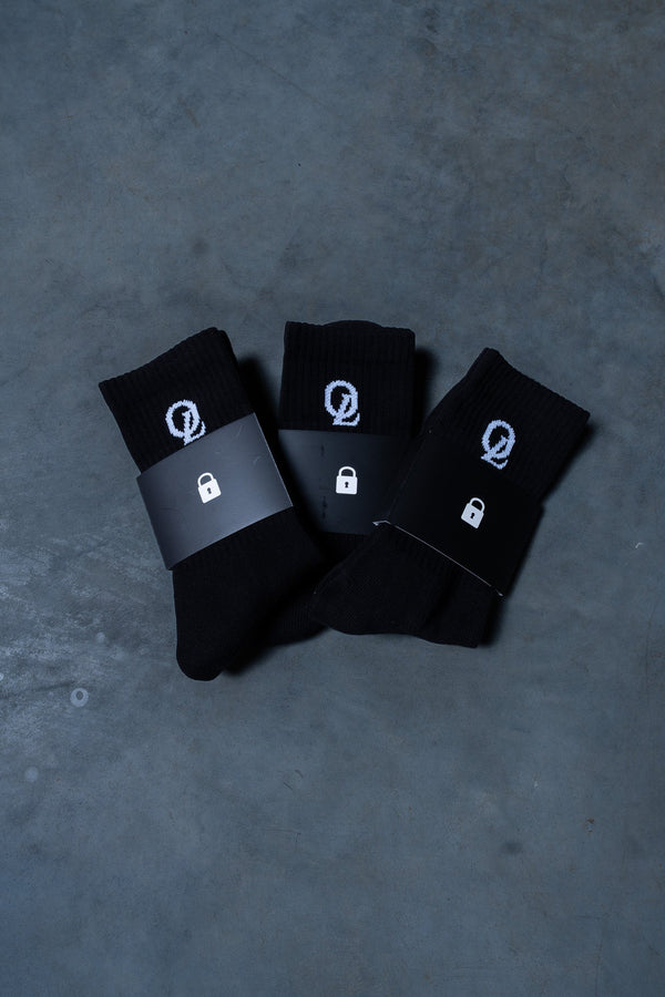 INITIAL SOCKS 3PK - BLACK