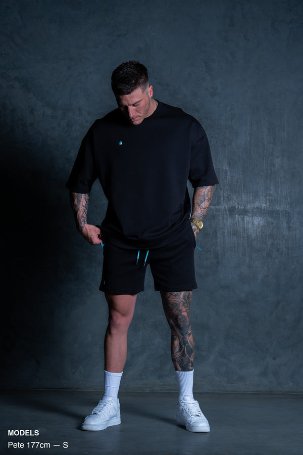 LIL LOCK SHORTS - BLACK ft. BABY BLUE