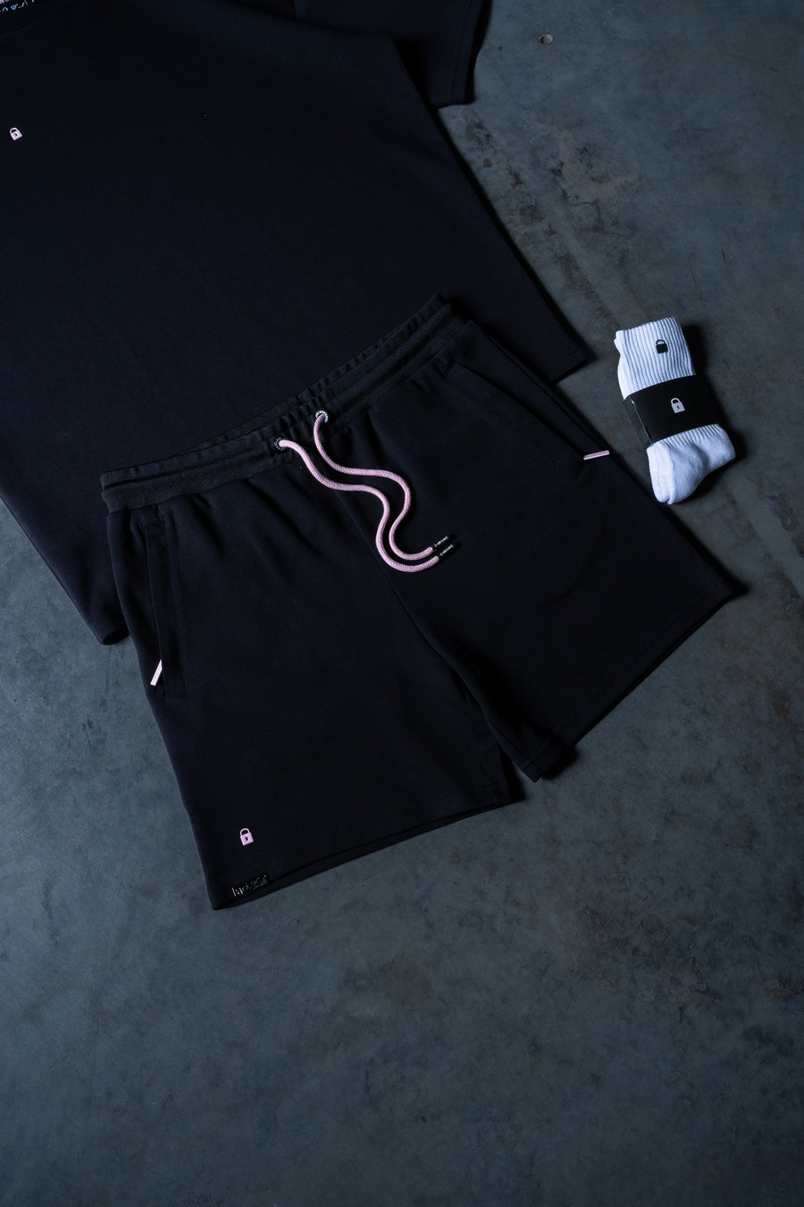 Lil Lock Shorts - Black Ft. Rose