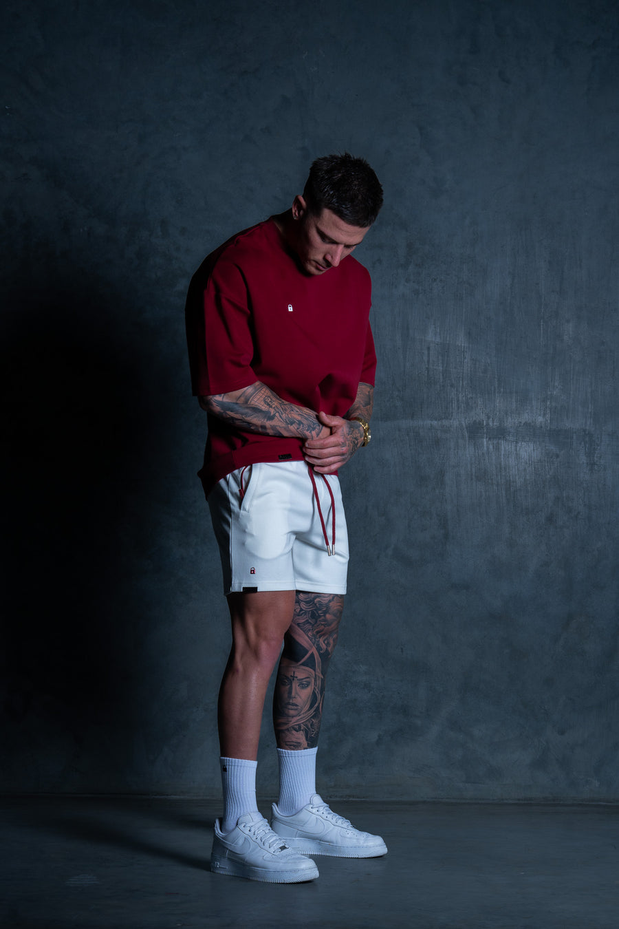 Lil Lock Shorts - Soft White Ft. Blood Red